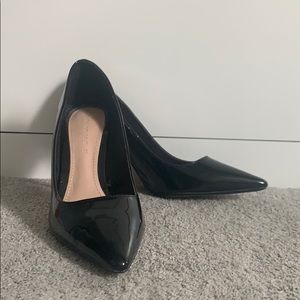 Zara Black Faux Patent Leather Heels